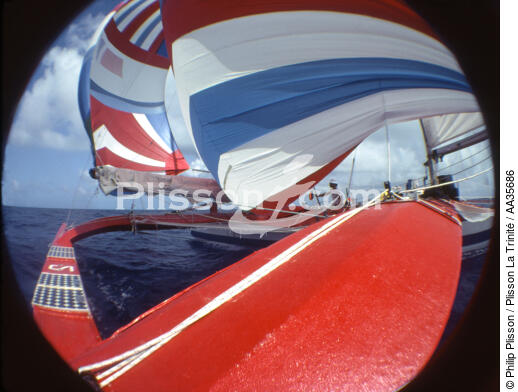 On board the proa Lestra Sport - © Philip Plisson / Plisson La Trinité / AA35686 - Photo Galleries - Sailing Race