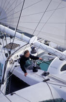 Claude Develay on Nootka © Philip Plisson / Plisson La Trinité / AA35691 - Photo Galleries - Ocean racing trimaran