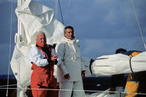 Costantini and Gilles Eric Tabarly on Pen Duick II © Philip Plisson / Plisson La Trinité / AA35707 - Photo Galleries - Maxi-monohull Racing Yacht