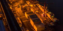 Le port de Lorient de nuit © Philip Plisson / Plisson La Trinité / AA35917 - Nos reportages photos - Environnement