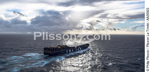 Le porte conteneur Marco Polo - © Philip Plisson / Plisson La Trinité / AA35923 - Nos reportages photos - Le CMA CGM Marco Polo
