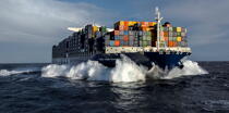 Le porte conteneur Marco Polo © Philip Plisson / Plisson La Trinité / AA35936 - Nos reportages photos - Transport maritime