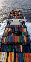The container door Marco Polo © Philip Plisson / Plisson La Trinité / AA35953 - Photo Galleries - Aerial shot