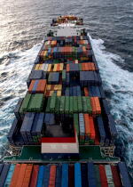 The container door Marco Polo © Philip Plisson / Plisson La Trinité / AA35955 - Photo Galleries - Aerial shot