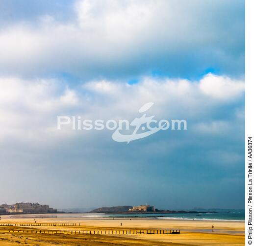 La plage du Sillon à Saint-Malo - © Philip Plisson / Plisson La Trinité / AA36374 - Nos reportages photos - Ille-et-Vilaine