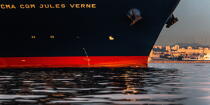 CMA CGM Jules Verne © Philip Plisson / Plisson La Trinité / AA36642 - Nos reportages photos - Porte-conteneurs