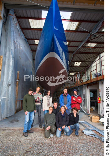 Restore 12 meters JI France in shipyard Vilaine Arzal. - © Philip Plisson / Plisson La Trinité / AA36670 - Photo Galleries - Racing monohull