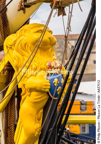 The installation of the masts of the Hermione, Rochefort - © Philip Plisson / Plisson La Trinité / AA37012 - Photo Galleries - Masts