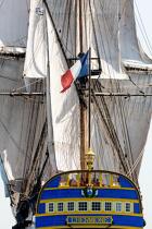 © Philip Plisson / Plisson La Trinité / AA38651 L'Hermione en navigation - Nos reportages photos - Vieux gréement