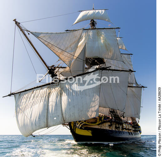 L'Hermione en navigation - © Philip Plisson / Plisson La Trinité / AA38639 - Nos reportages photos - Vieux gréement