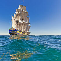 © Philip Plisson / Plisson La Trinité / AA38641 L'Hermione at sea - Photo Galleries - Boat