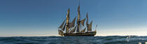 © Philip Plisson / Plisson La Trinité / AA38644 L'Hermione en navigation - Nos reportages photos - Panoramique horizontal