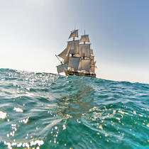 © Philip Plisson / Plisson La Trinité / AA38647 L'Hermione at sea - Photo Galleries - Boat