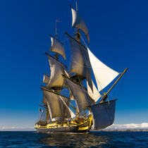 © Philip Plisson / Plisson La Trinité / AA38649 L'Hermione at sea - Photo Galleries - Boat