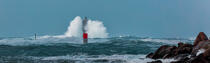 © Philip Plisson / Plisson La Trinité / AA39415 Le phare du Four, tempête Zeus en 2017 - Nos reportages photos - Panoramique horizontal