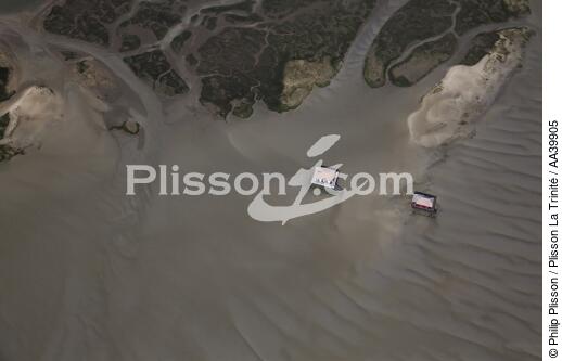 Les cabanes tchanquées de l'île aux oiseaux sur le bassin d'Arcachon - © Philip Plisson / Plisson La Trinité / AA39905 - Nos reportages photos - Cadrage