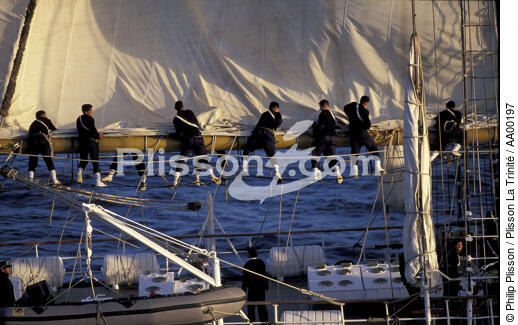 L'esmaralada et son équipage. - © Philip Plisson / Plisson La Trinité / AA00197 - Photo Galleries - Four-masted schooner