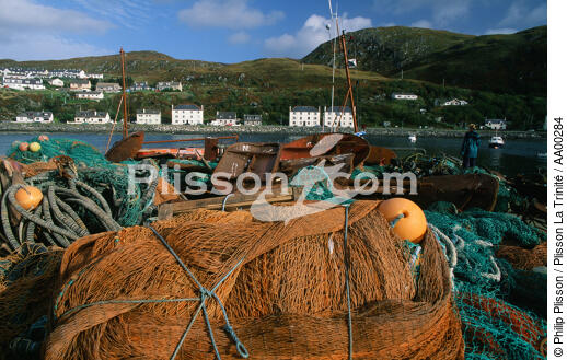 Filets de pêche dans le port de Mallaig. - © Philip Plisson / Plisson La Trinité / AA00284 - Nos reportages photos - Port