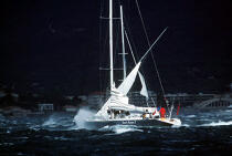 Strong gale, reduced fabric. © Philip Plisson / Plisson La Trinité / AA00710 - Photo Galleries - Weather