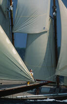 Equipier dans la voilure du Velsheda. © Guillaume Plisson / Plisson La Trinité / AA01148 - Photo Galleries - Classic Yachting