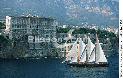 Le trois-mâts goélette Créole devant Monaco. - © Guillaume Plisson / Plisson La Trinité / AA01156 - Nos reportages photos - Monument historique