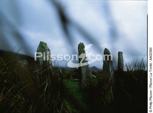 Mégalithes dans un paysage irlandais. - © Philip Plisson / Plisson La Trinité / AA02360 - Nos reportages photos - Nuage