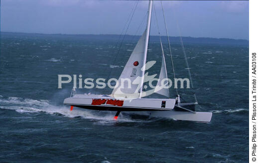 Code One sur 1 flotteur - © Philip Plisson / Plisson La Trinité / AA03108 - Photo Galleries - Ocean racing catamaran