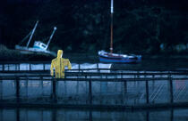 Ciré jaune, élevage aquacole, rivière d'Auray. © Philip Plisson / Plisson La Trinité / AA03433 - Nos reportages photos - Site [56]