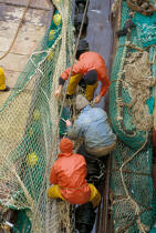 Pêcheurs réparant le filet. © Didier Perron / Plisson La Trinité / AA04014 - Nos reportages photos - Materiel de pêche