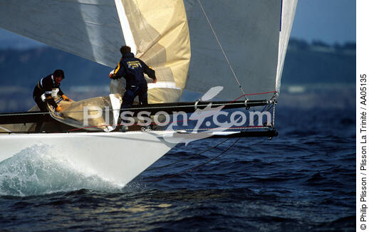 Equipier sur Challenge Australia. - © Philip Plisson / Plisson La Trinité / AA05135 - Photo Galleries - Lowering of the sails