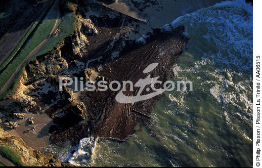 Nappe de pétrole arrivant sur la côte. - © Philip Plisson / Plisson La Trinité / AA06515 - Nos reportages photos - Pollution