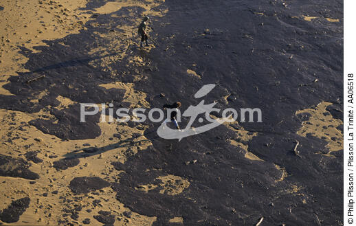 Nettoyage des plages. - © Philip Plisson / Plisson La Trinité / AA06518 - Nos reportages photos - Pollution