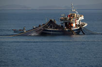 Pêche dans le Golfe de Patra. © Philip Plisson / Plisson La Trinité / AA09545 - Nos reportages photos - Site [Grèce]