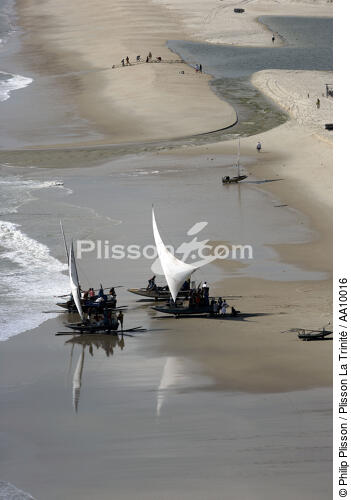 Jangadas sur le sable brésilien. - © Philip Plisson / Plisson La Trinité / AA10016 - Nos reportages photos - Brésil