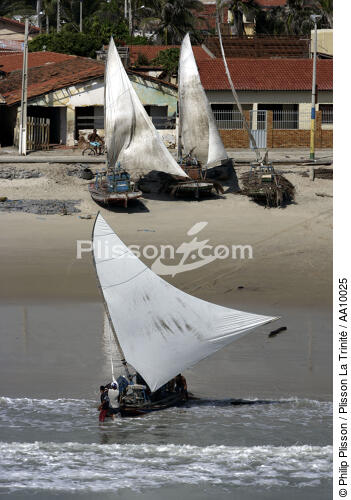 Jangadas sur la plage. - © Philip Plisson / Plisson La Trinité / AA10025 - Nos reportages photos - Jangadas do Brazil