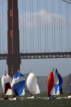 Regatta under the Golden Gate bridge. © Philip Plisson / Plisson La Trinité / AA11130 - Photo Galleries - The Golden Gate