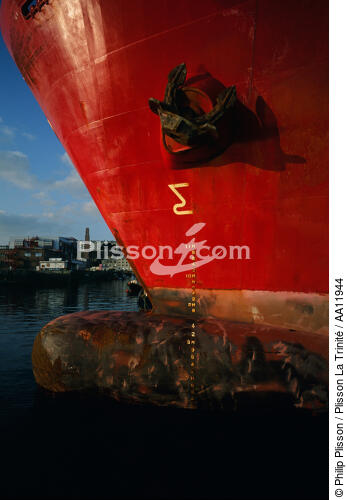 Bulbe d'un bateau dans le port de Brest. - © Philip Plisson / Plisson La Trinité / AA11944 - Nos reportages photos - Brest