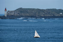 L' île de Cézembre et le phare du Grand Jardin. © Philip Plisson / Plisson La Trinité / AA11967 - Nos reportages photos - Mer calme