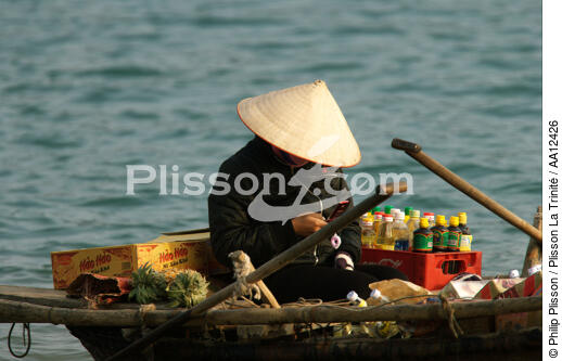Travelling commercant in Along Bay. - © Philip Plisson / Plisson La Trinité / AA12426 - Photo Galleries - Ha Long Bay