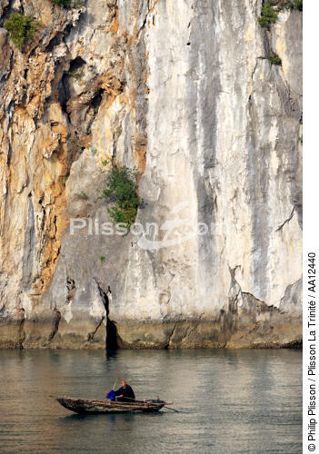 Old man in a boat in Along Bay. - © Philip Plisson / Plisson La Trinité / AA12440 - Photo Galleries - Along Bay, Vietnam