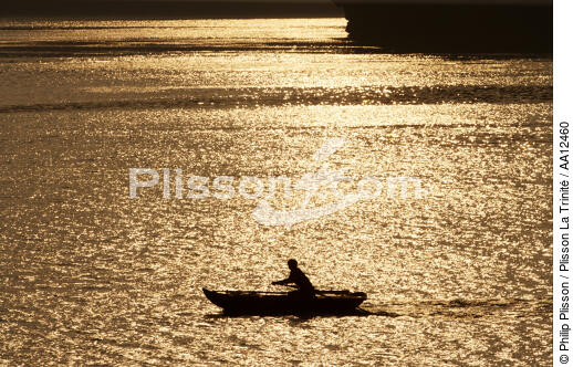 Barque dans la baie d'Along. - © Philip Plisson / Plisson La Trinité / AA12460 - Nos reportages photos - Homme