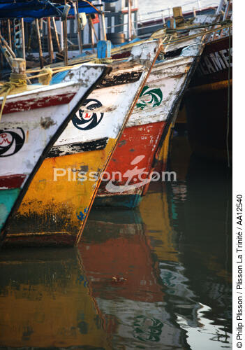 Stems of fishing vessels in Cochin. - © Philip Plisson / Plisson La Trinité / AA12540 - Photo Galleries - Bow