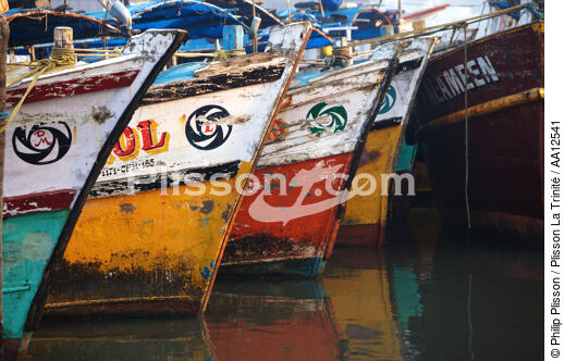 Stems of fishing vessels in Cochin. - © Philip Plisson / Plisson La Trinité / AA12541 - Photo Galleries - Stem