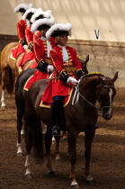 Quartier des Célestins, reprise des douze en tenue Louis XV. © Philip Plisson / Plisson La Trinité / AA15129 - Nos reportages photos - Régiment de cavalerie