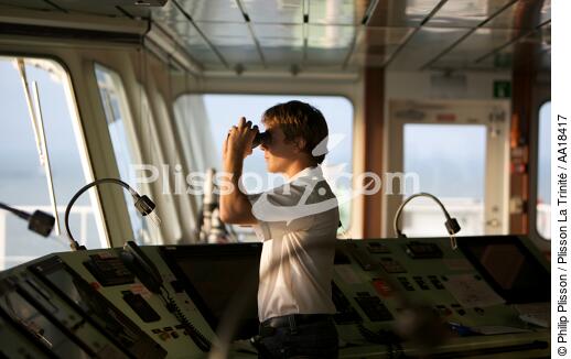 A bord d'un porte-conteneur. - © Philip Plisson / Plisson La Trinité / AA18417 - Nos reportages photos - Elément d'un bateau