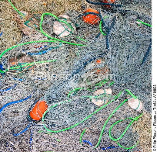 Fishing nets. - © Philip Plisson / Plisson La Trinité / AA19833 - Photo Galleries - Sea decoration
