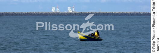 Pêcheurs devant Etretat. - © Philip Plisson / Plisson La Trinité / AA21624 - Nos reportages photos - Barque