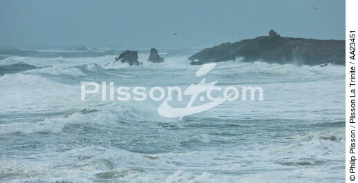 La pointe du percho sur la presqu'île de Quiberon - © Philip Plisson / Plisson La Trinité / AA23451 - Nos reportages photos - Tempête