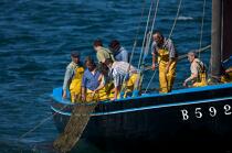 Shellfish vessel in Brest © Philip Plisson / Plisson La Trinité / AA25973 - Photo Galleries - Crew