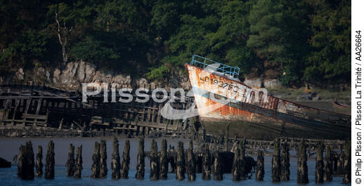 Epave sur le Blavet. - © Philip Plisson / Plisson La Trinité / AA26664 - Nos reportages photos - Cimetière marin